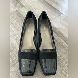 Franco Sarto Black Suede and Leather Pumps